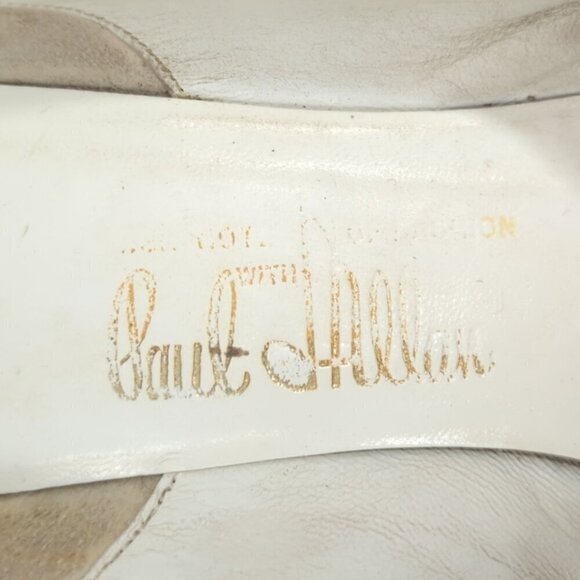 Paul Allan Vintage White Leather Heels, Women's 5.5AAA - Picture 6 of 11
